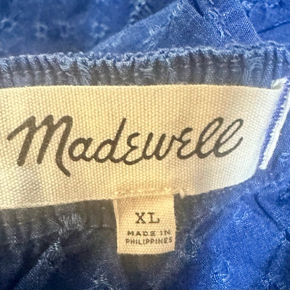 MADEWELL Women’s 100% Cotton Blue Layered Crop Top Babydoll Smock Tank Size XL - Picture 3 of 5